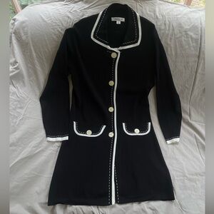 Coldwater Creek Shirt/Jacket, Black with White detailing and Pearl tone buttons.